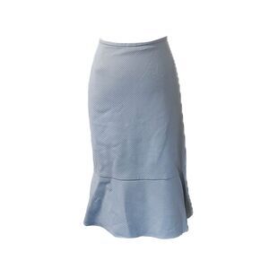 Doncaster NWT $225 Vintage Slate Blue Ruffle Hem Ribbed Pencil Skirt, Size 18